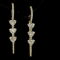 14K Yellow Gold Heart Shape Dangle Earrings with Lab Grown Diamonds - 3.28 Carat Total Weight E-F VS1 Clarity - Covaloro Fine Jewelry
