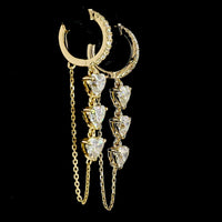 14K Yellow Gold Heart Shape Dangle Earrings with Lab Grown Diamonds - 3.28 Carat Total Weight E-F VS1 Clarity - Covaloro Fine Jewelry