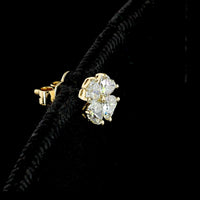 14K Yellow Gold Heart-Shape Diamond Cluster Stud Earrings with Prong Set Lab Grown Diamonds - 1.13 Carats Total Carat Weight - Covaloro Fine Jewelry
