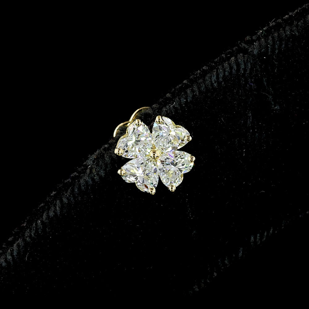 14K Yellow Gold Heart-Shape Diamond Cluster Stud Earrings with Prong Set Lab Grown Diamonds - 1.13 Carats Total Carat Weight - Covaloro Fine Jewelry