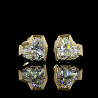 14K Yellow Gold Heart Shape Diamond Stud Earrings with Bezel-Prong Setting - 2.06 Carats Total Diamond Weight D VVS2 Lab Grown - Covaloro Fine Jewelry