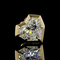 14K Yellow Gold Heart Shape Diamond Stud Earrings with Bezel-Prong Setting - 2.06 Carats Total Diamond Weight D VVS2 Lab Grown - Covaloro Fine Jewelry