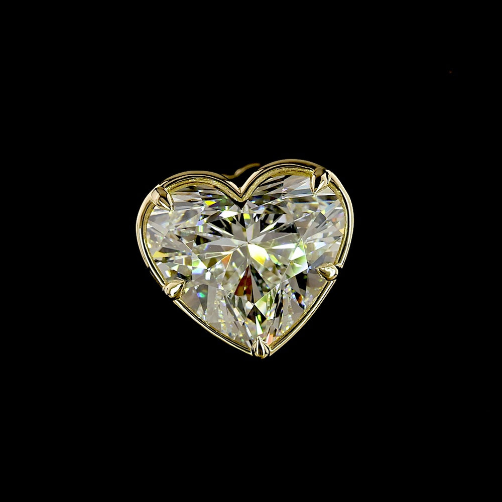 14K Yellow Gold Heart Shape Diamond Stud Earrings with Bezel Prong Setting - 5.04 Carats Total Weight Lab Diamonds (E-F Color, VVS2 Clarity) - Covaloro Fine Jewelry