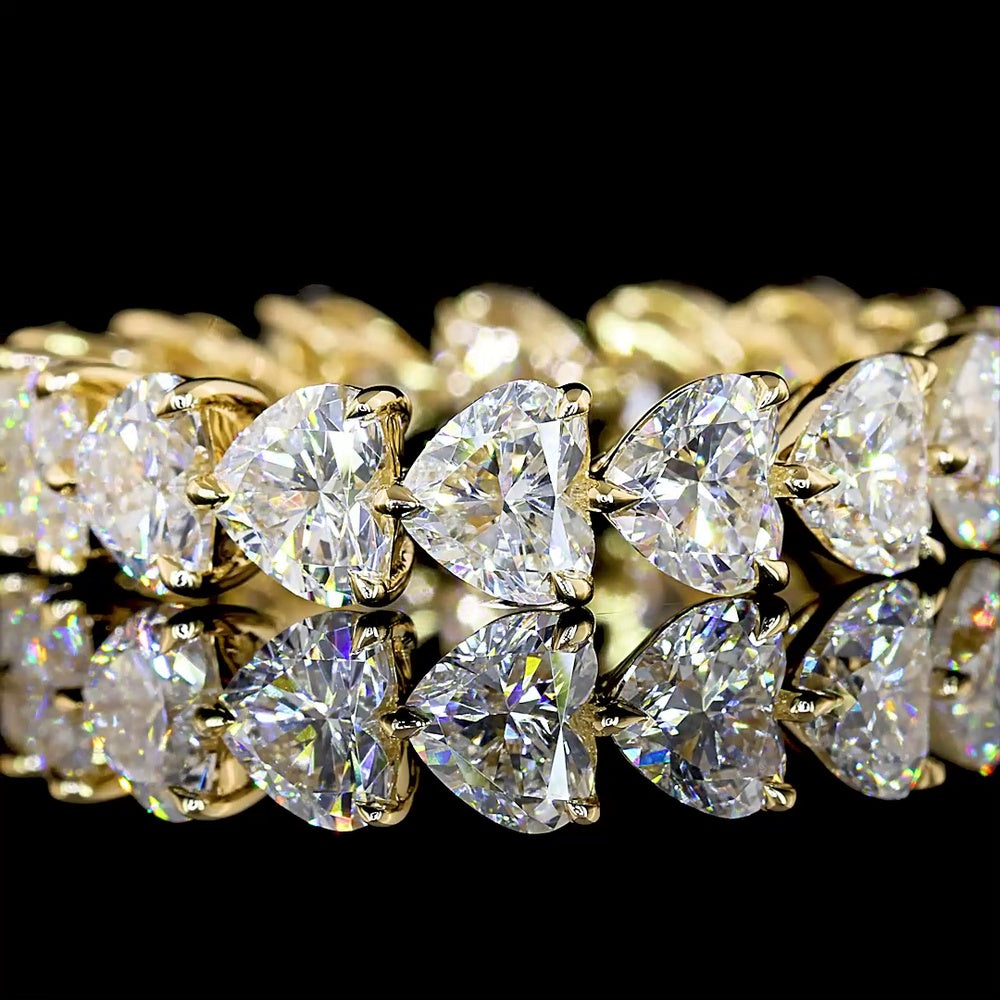 14K Yellow Gold Heart Shape Eternity Band with 16 Prong-Set Lab Diamonds - 4.48 Carat Total Diamond Weight, E-F Color VS Clarity - Covaloro Fine Jewelry