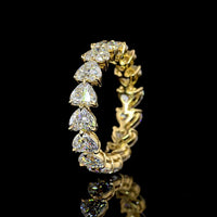 14K Yellow Gold Heart Shape Eternity Band with 16 Prong-Set Lab Diamonds - 4.48 Carat Total Diamond Weight, E-F Color VS Clarity - Covaloro Fine Jewelry
