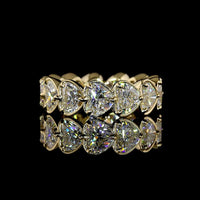 14K Yellow Gold Heart Shape Eternity Band with Bezel-Prong Set Lab Diamonds - 7.51 Carat Total Weight, E-F Color VS1 Clarity, East-West Orientation - Covaloro Fine Jewelry