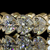 14K Yellow Gold Heart Shape Eternity Band with Bezel-Prong Set Lab Diamonds - 7.51 Carat Total Weight, E-F Color VS1 Clarity, East-West Orientation - Covaloro Fine Jewelry