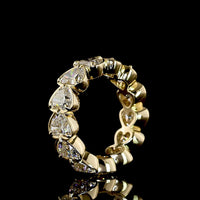 14K Yellow Gold Heart Shape Eternity Band with Bezel-Prong Set Lab Diamonds - 7.51 Carat Total Weight, E-F Color VS1 Clarity, East-West Orientation - Covaloro Fine Jewelry