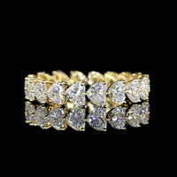 14K Yellow Gold Heart Shape Eternity Band with East-West Set Lab Diamonds - 3.54 Carats Total Diamond Weight - Covaloro Fine Jewelry