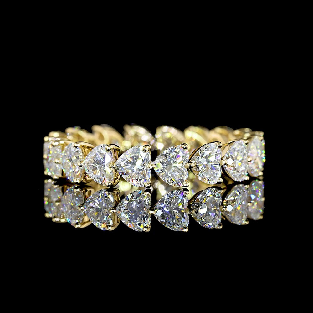 14K Yellow Gold Heart Shape Eternity Band with East-West Set Lab Diamonds - 3.54 Carats Total Diamond Weight - Covaloro Fine Jewelry