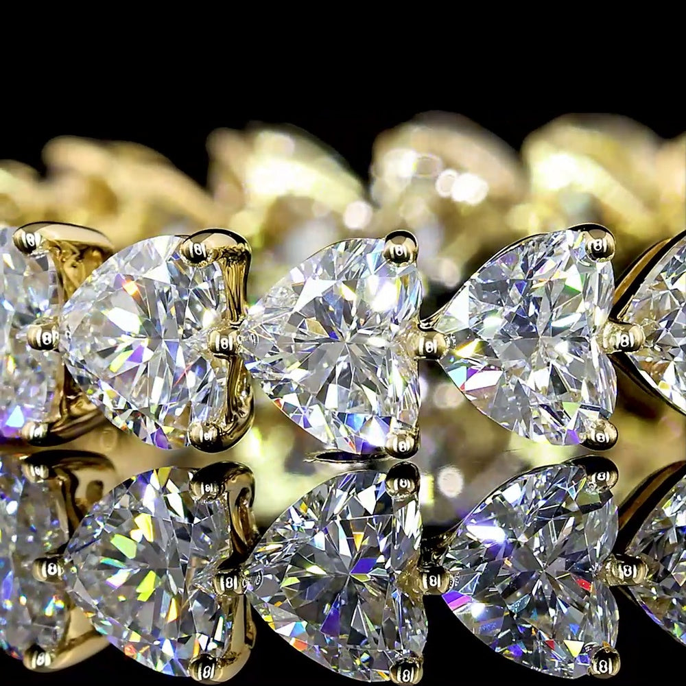 14K Yellow Gold Heart Shape Eternity Band with East-West Set Lab Diamonds - 3.54 Carats Total Diamond Weight - Covaloro Fine Jewelry