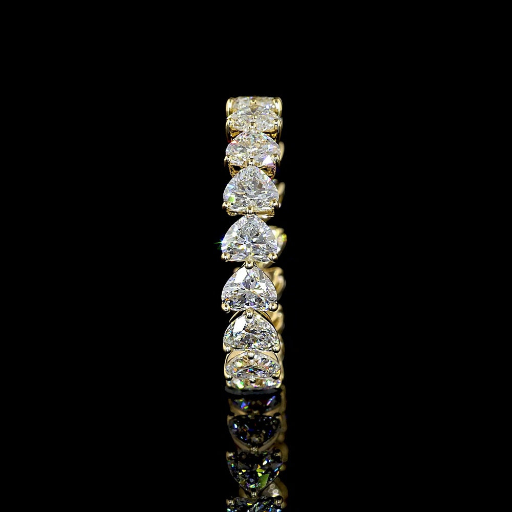 14K Yellow Gold Heart Shape Eternity Band with East-West Set Lab Diamonds - 3.54 Carats Total Diamond Weight - Covaloro Fine Jewelry