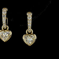 14K Yellow Gold Heart Shape Hanging Drop Earrings with Lab-Grown D VVS2 and E VS2 Diamonds - 2.52 Carat Total Diamond Weight - Covaloro Fine Jewelry