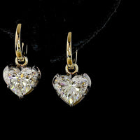 14K Yellow Gold Heart Shape Hanging Earrings with F VS1 Lab Grown Diamonds - 5.12 Carat Total Weight - Covaloro Fine Jewelry