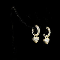 14K Yellow Gold Heart Shape Lab Diamond Hanging Earrings - 2.58 Total Carat Weight, D Color VVS2 Clarity with Bezel Setting and Brilliant Cut Accents - Covaloro Fine Jewelry