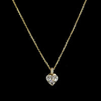 14K Yellow Gold Heart Shape Pendant with 1.03 Carat Lab Diamond and Pave Set Diamond Bail - 1.05 Total Carat Weight - Covaloro Fine Jewelry