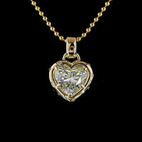14K Yellow Gold Heart Shape Pendant with 2.11 Carat F VS1 Lab Diamond Center and Brilliant Halo Accents - 2.25 Carat Total Diamond Weight - Covaloro Fine Jewelry