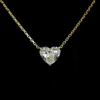 14K Yellow Gold Heart Shape Solitaire Pendant with 1.02 Carat Lab Grown Diamond - E Color VS1 Clarity Prong Set - Covaloro Fine Jewelry