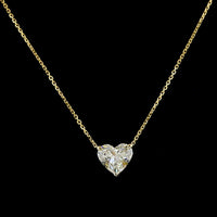 14K Yellow Gold Heart Shape Solitaire Pendant with 2.00 Carat Lab-Grown Diamond - E-F Color VS2 Clarity, North-South Prong Setting - Covaloro Fine Jewelry