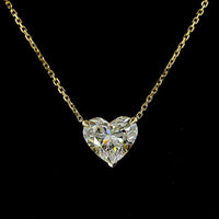 14K Yellow Gold Heart Shape Solitaire Pendant with 2.00 Carat Lab-Grown Diamond - E-F Color VS2 Clarity, North-South Prong Setting - Covaloro Fine Jewelry