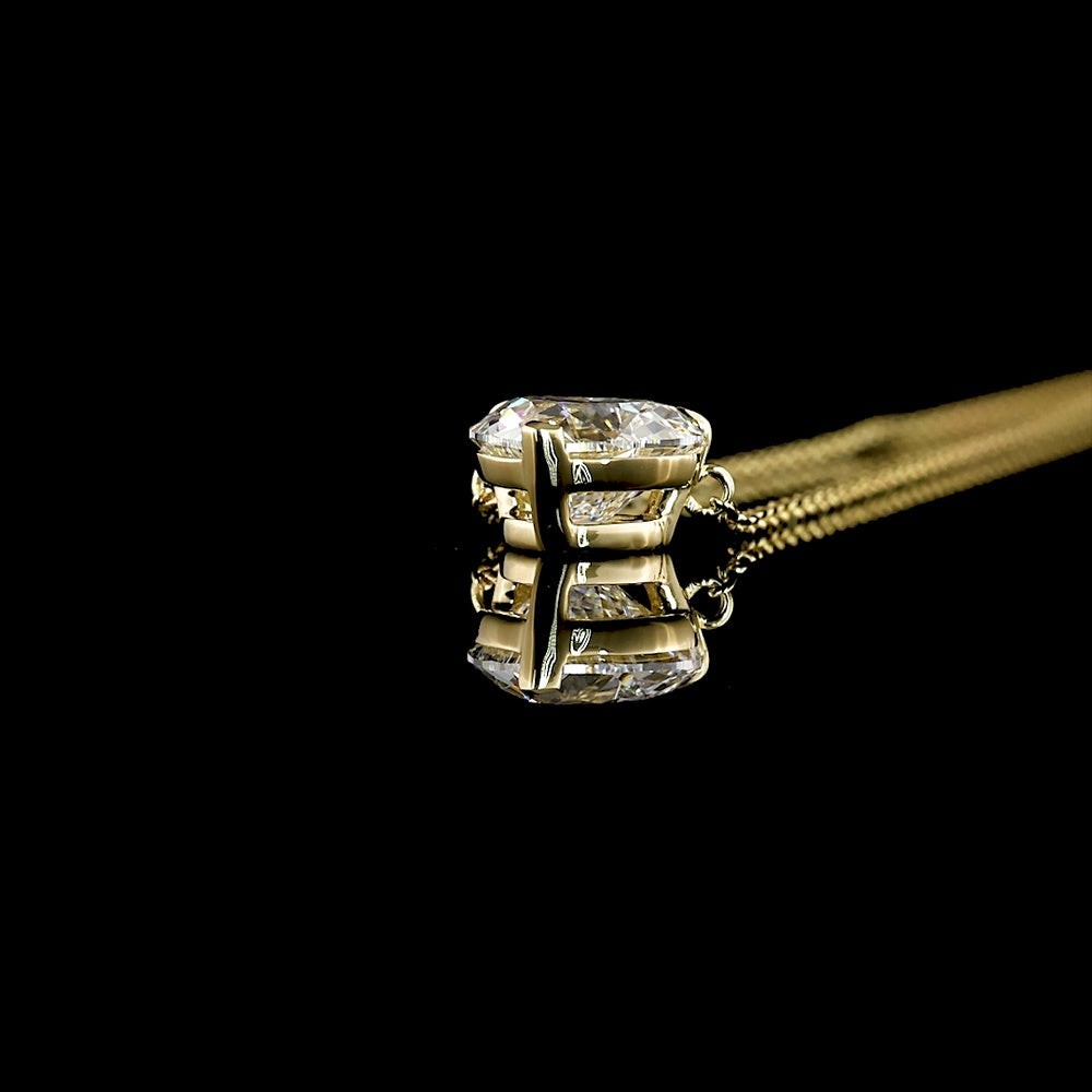 14K Yellow Gold Heart Shape Solitaire Pendant with 2.00 Carat Lab-Grown Diamond - E-F Color VS2 Clarity, North-South Prong Setting - Covaloro Fine Jewelry