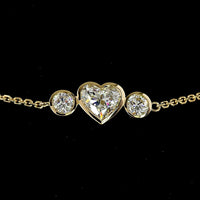 14K Yellow Gold Heart Shape Station Bracelet with Bezel Set Lab Diamonds - 2.13 Total Carat Weight - Covaloro Fine Jewelry