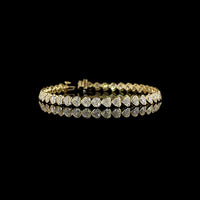 14K Yellow Gold Heart Shape Tennis Bracelet with East-West Bezel Set Lab Diamonds - 10.37 Carats Total Diamond Weight - Covaloro Fine Jewelry