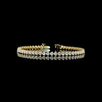 14K Yellow Gold Heart Shape Tennis Bracelet with East-West Prong Set Lab Diamonds - 5.39 Carats Total Diamond Weight - Covaloro Fine Jewelry