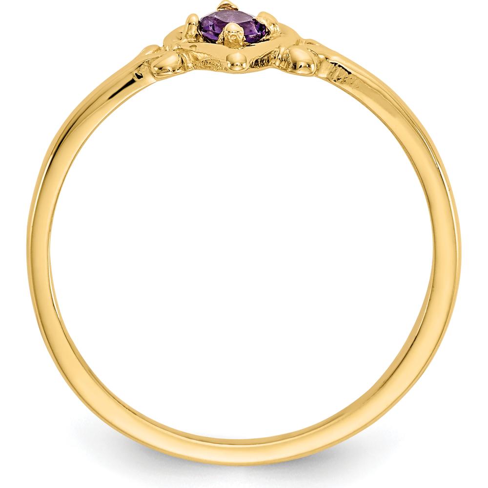 14K Yellow Gold Heart Shaped Amethyst Birthstone Ring - 0.1 Carat Amethyst Weight by Oro Pregiato
