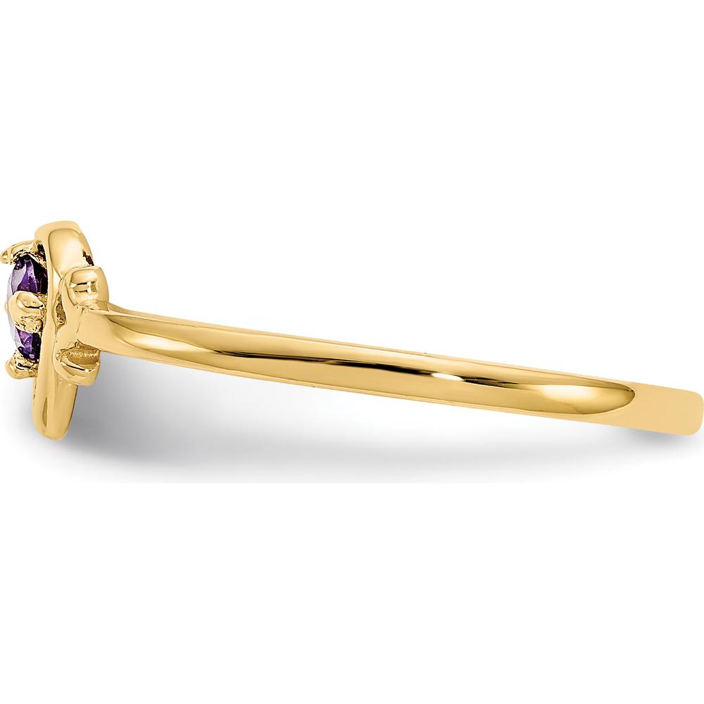 14K Yellow Gold Heart Shaped Amethyst Birthstone Ring - 0.1 Carat Amethyst Weight by Oro Pregiato