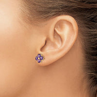 14K Yellow Gold Heart-Shaped Amethyst Flower Post Earrings - 1.76 Carat Total Amethyst Weight by Monteluci Fine Jewelry