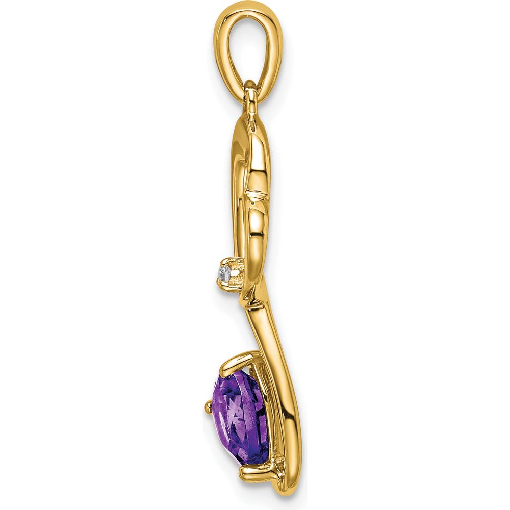 14K Yellow Gold Heart-Shaped Amethyst Pendant with Round Diamond Accent - 0.628 Carat Amethyst Weight by Lumare Gioia
