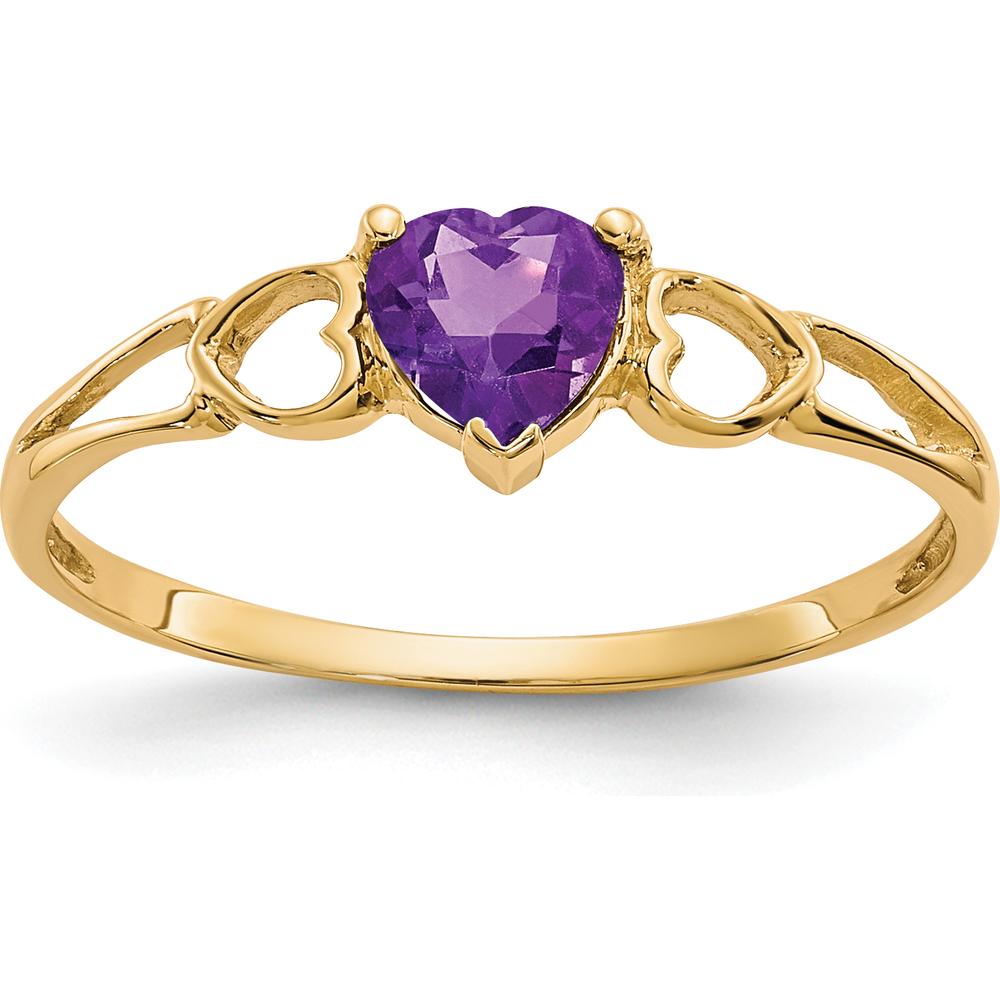 14K Yellow Gold Heart-Shaped Amethyst Ring - 0.42 Carat Natural Gemstone by Oro Pregiato