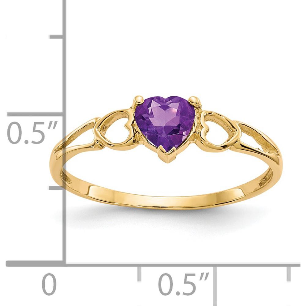 14K Yellow Gold Heart-Shaped Amethyst Ring - 0.42 Carat Natural Gemstone by Oro Pregiato