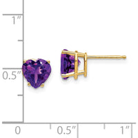 14K Yellow Gold Heart Shaped Amethyst Stud Earrings - 1.15 Carat Total Amethyst Weight by Monteluci Fine Jewelry