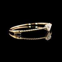 14K Yellow Gold Heart-Shaped Bangle Bracelet with F VS2 Brilliant Cut Halo Lab Diamonds - 1.69 Carat Total Diamond Weight - Covaloro Fine Jewelry