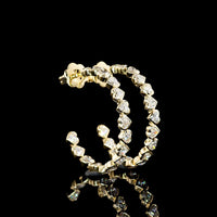 14K Yellow Gold Heart-Shaped C-Hoop Earrings with North-South Bezel Set Lab Diamonds - 3.28 Carat Total Weight, E-F Color, VVS2 Clarity - Covaloro Fine Jewelry