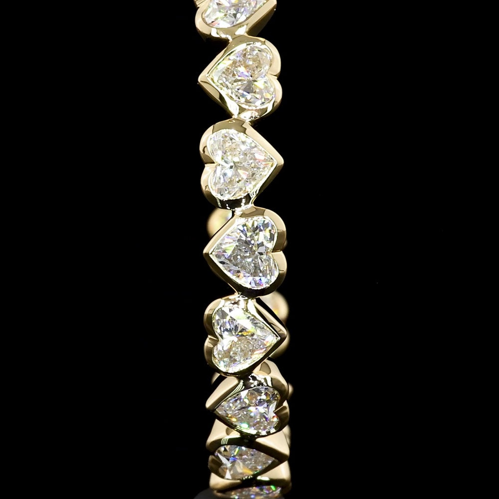 14K Yellow Gold Heart-Shaped C-Hoop Earrings with North-South Bezel Set Lab Diamonds - 3.28 Carat Total Weight, E-F Color, VVS2 Clarity - Covaloro Fine Jewelry