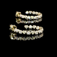 14K Yellow Gold Heart-Shaped C-Hoop Earrings with North-South Bezel Set Lab Diamonds - 3.28 Carat Total Weight, E-F Color, VVS2 Clarity - Covaloro Fine Jewelry