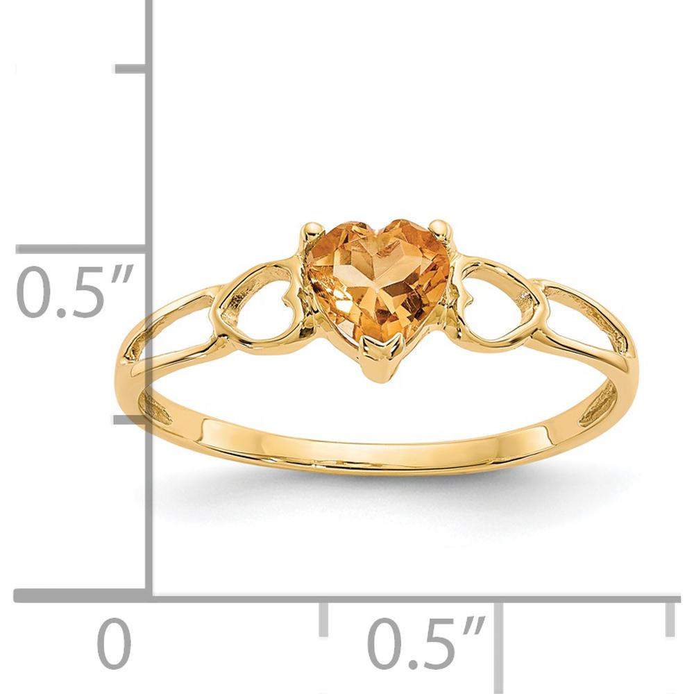 14K Yellow Gold Heart-Shaped Citrine Ring with Openwork Band - 0.40 Carat Natural Citrine by Oro Pregiato