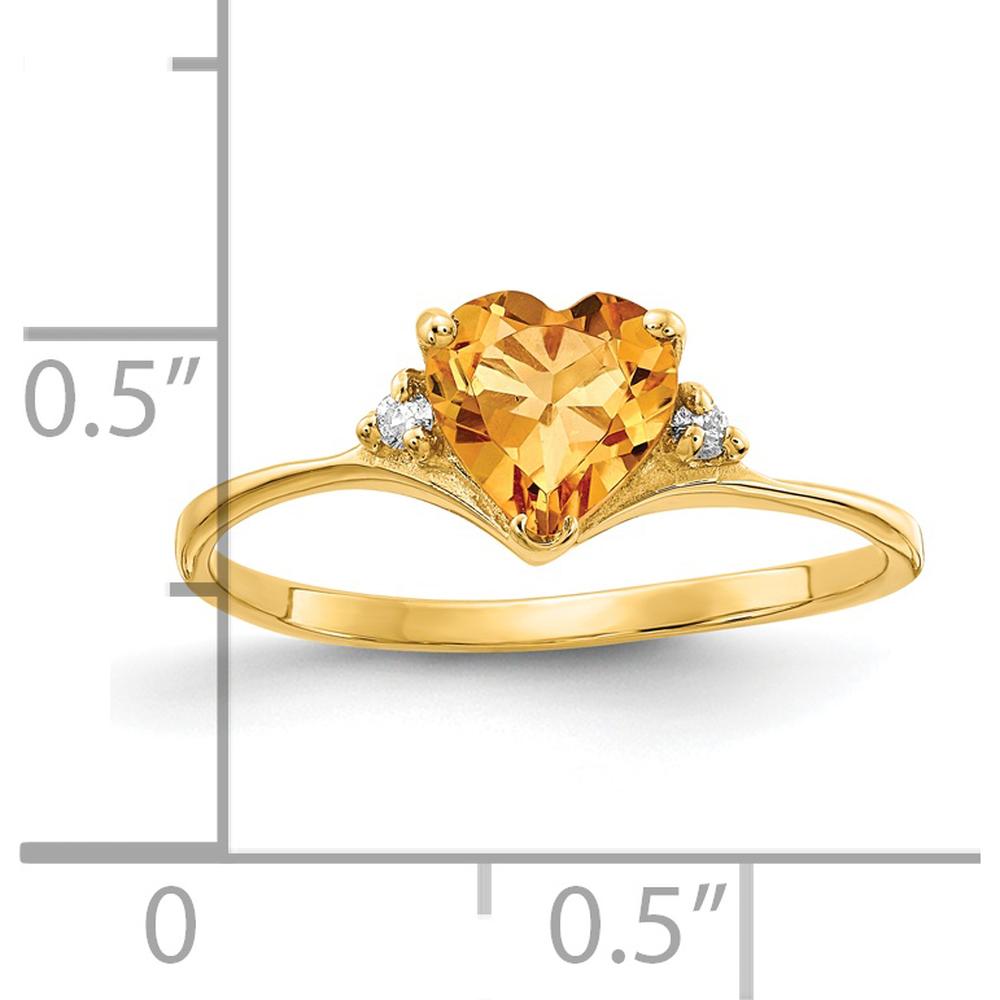 14K Yellow Gold Heart-Shaped Citrine Ring with Round Diamond Accents - 0.80 Carat Citrine, 0.024 Carat Diamond Total Weight by Monteluci Fine Jewelry