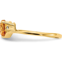 14K Yellow Gold Heart-Shaped Citrine Ring with Round Diamond Accents - 0.80 Carat Citrine, 0.024 Carat Diamond Total Weight by Monteluci Fine Jewelry