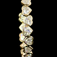 14K Yellow Gold Heart-Shaped Diamond C-Hoop Earrings with Bezel Set Lab Diamonds - 4.28 Carat Total Weight, E-F Color VS1 Clarity - Covaloro Fine Jewelry