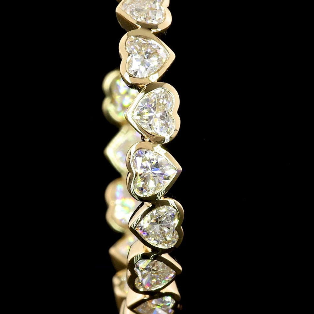 14K Yellow Gold Heart-Shaped Diamond C-Hoop Earrings with Bezel Set Lab Diamonds - 4.28 Carat Total Weight, E-F Color VS1 Clarity - Covaloro Fine Jewelry
