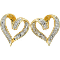 14K Yellow Gold Heart-Shaped Diamond Earrings with Pavé Detailing - 0.40 Carats Total Diamond Weight