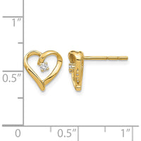 14K Yellow Gold Heart-Shaped Diamond Earrings with Round Diamonds - 0.02 Carat Total Diamond Weight by Monteluci Fine Jewelry