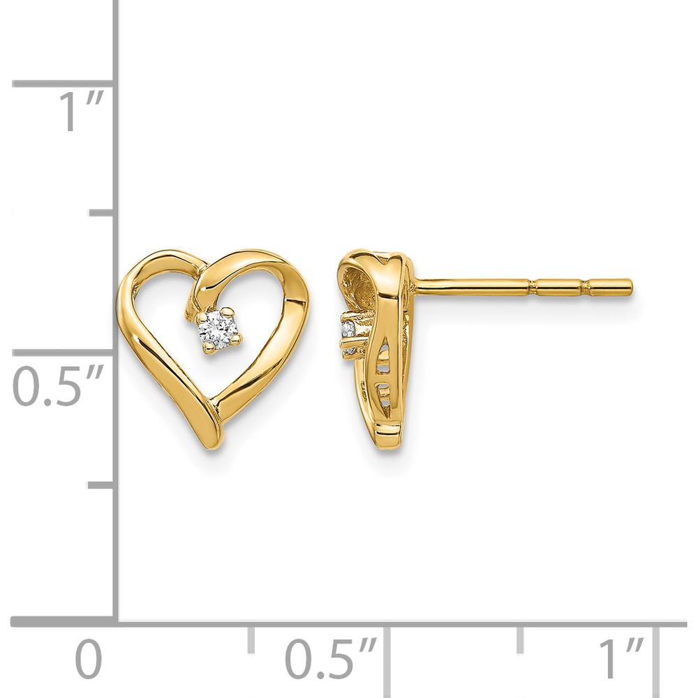 14K Yellow Gold Heart-Shaped Diamond Earrings with Round Diamonds - 0.02 Carat Total Diamond Weight by Monteluci Fine Jewelry