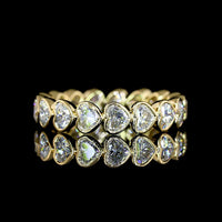 14K Yellow Gold Heart-Shaped Diamond Eternity Band with Bezel Set Lab Grown Diamonds - 2.44 Carat Total Weight, E-F Color VS Clarity - Covaloro Fine Jewelry