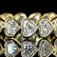 14K Yellow Gold Heart-Shaped Diamond Eternity Band with Bezel Set Lab Grown Diamonds - 2.44 Carat Total Weight, E-F Color VS Clarity - Covaloro Fine Jewelry
