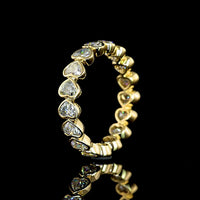14K Yellow Gold Heart-Shaped Diamond Eternity Band with Bezel Set Lab Grown Diamonds - 2.44 Carat Total Weight, E-F Color VS Clarity - Covaloro Fine Jewelry